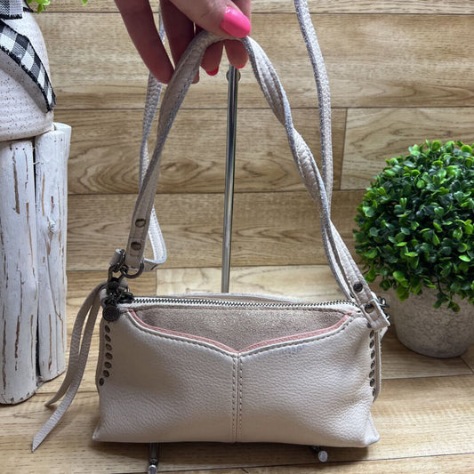 ZIPPER TOP LEATHER/SUEDE SHIMMER DETAIL CROSSBODY