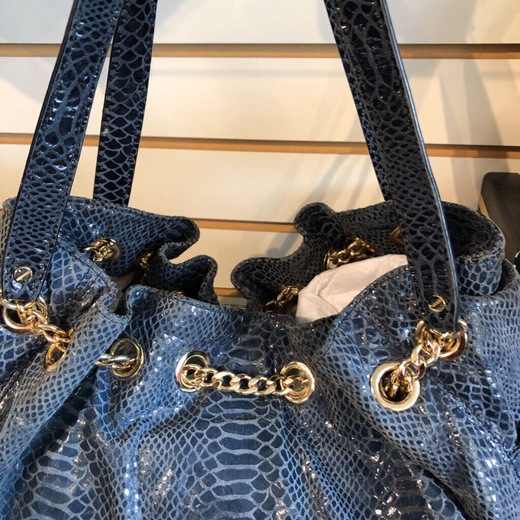 **AS IS** PYTHON LEATHER CHAIN DRAWSTRING BAG