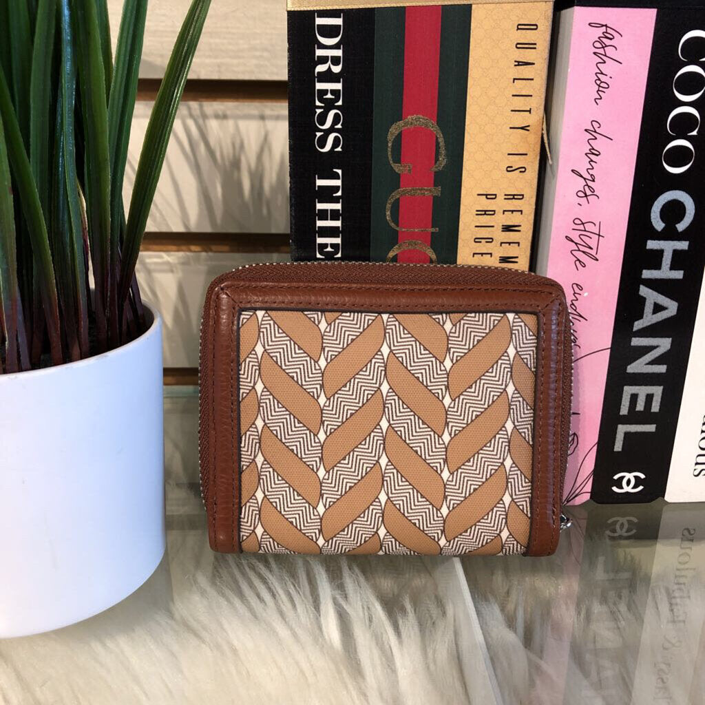 CANVAS LEATHE TRIM ZIP WALLET