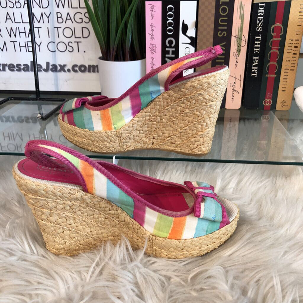 9 STRIPE SLINGBACK WEDGE WITH BOW