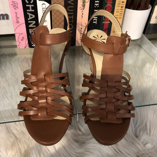 7.5 LEATHER STRAPPY CORK WEDGE