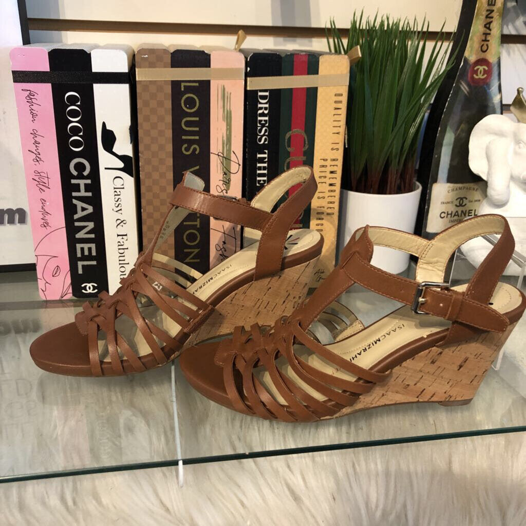 7.5 LEATHER STRAPPY CORK WEDGE