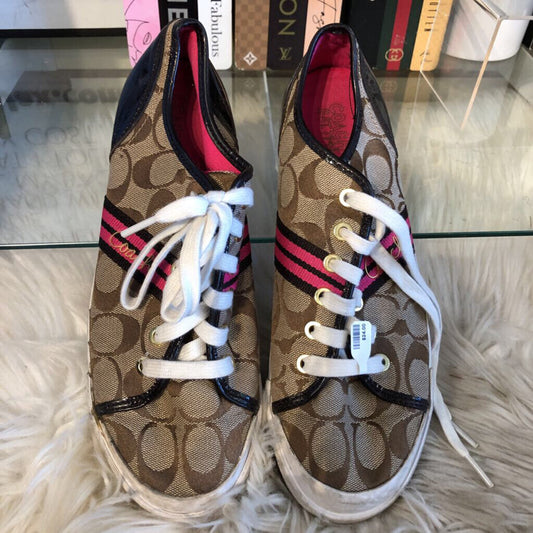 9 MONO PRINTED CANVAS PATENT LEATHER LACE UP SHOE