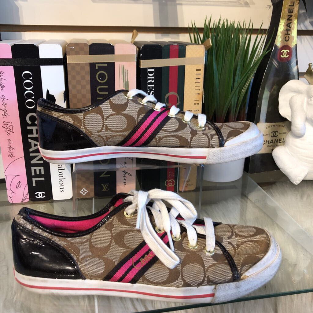 9 MONO PRINTED CANVAS PATENT LEATHER LACE UP SHOE