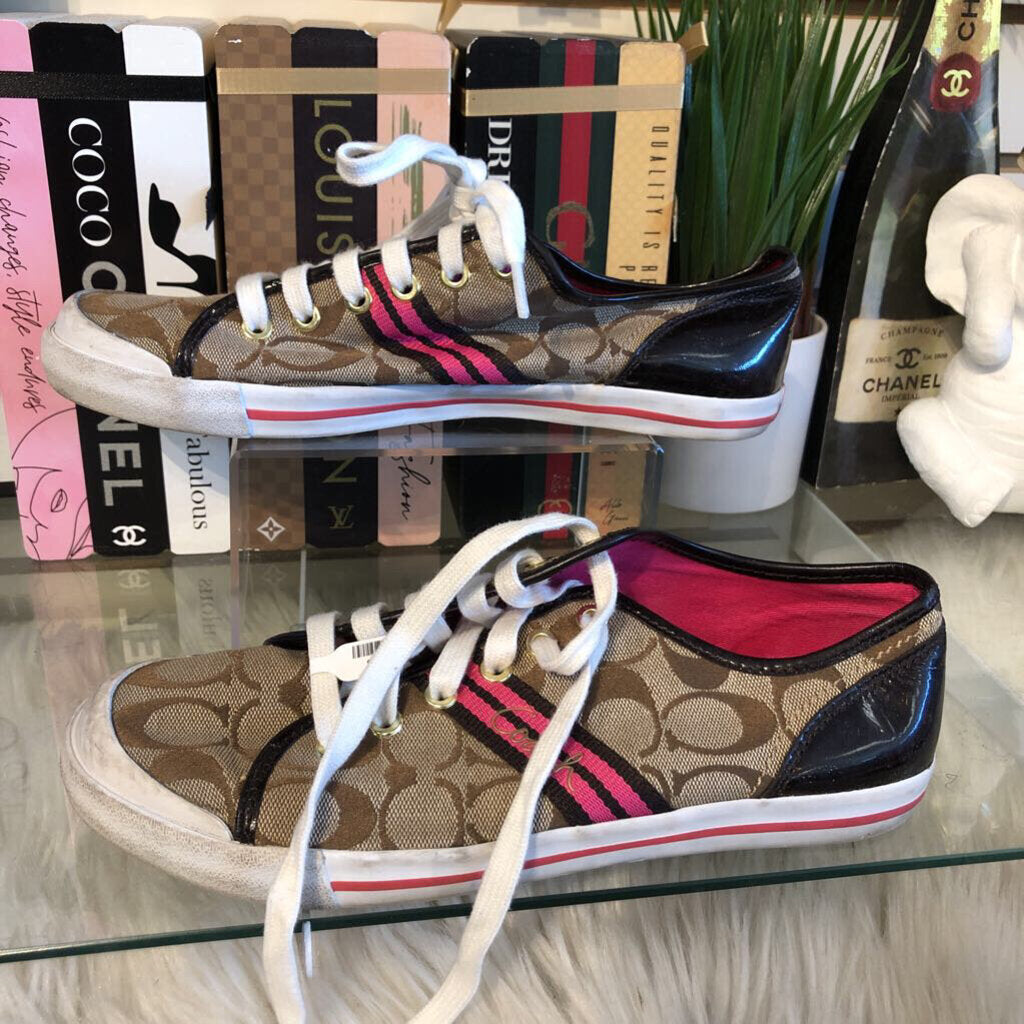 9 MONO PRINTED CANVAS PATENT LEATHER LACE UP SHOE