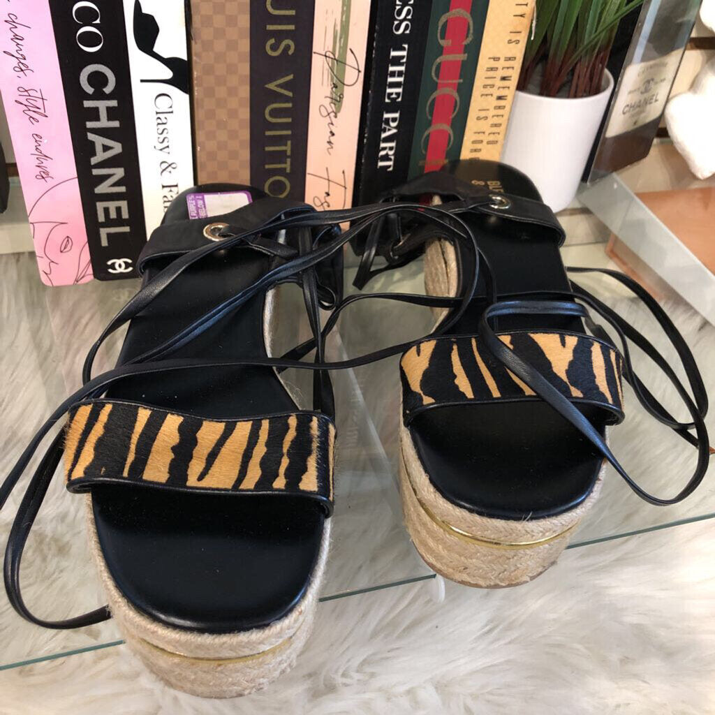 9M CALF HAIR PLATFORM SANDAL