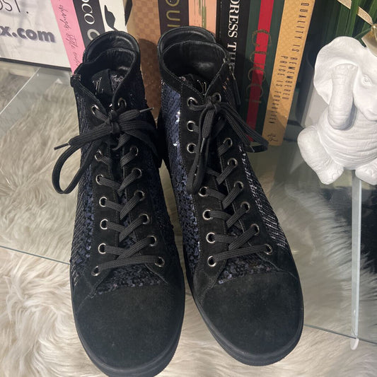 10.5 BLACK NAVY SEQUIN HIGH TOP SNEAKER