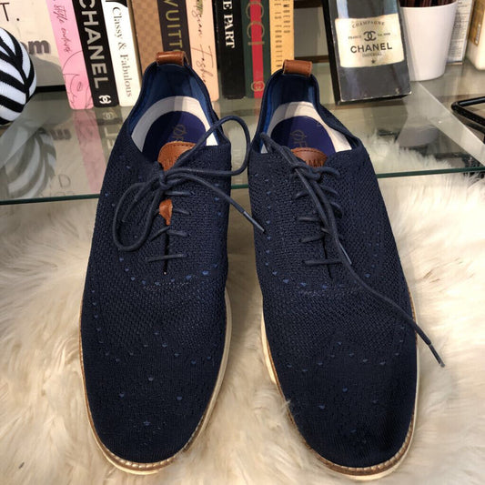 11.5 NAVY WHITE BROWN KNIT LOAFER