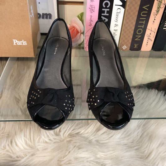 8.5 PEEPTOE BOW KITTEN HEEL