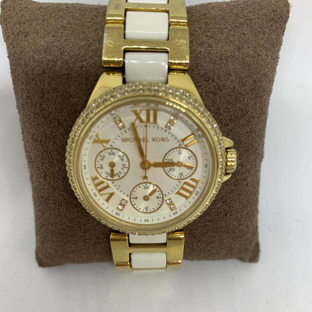 MICHAEL KORS WHITE GOLD AS IS CHRONO WATCH