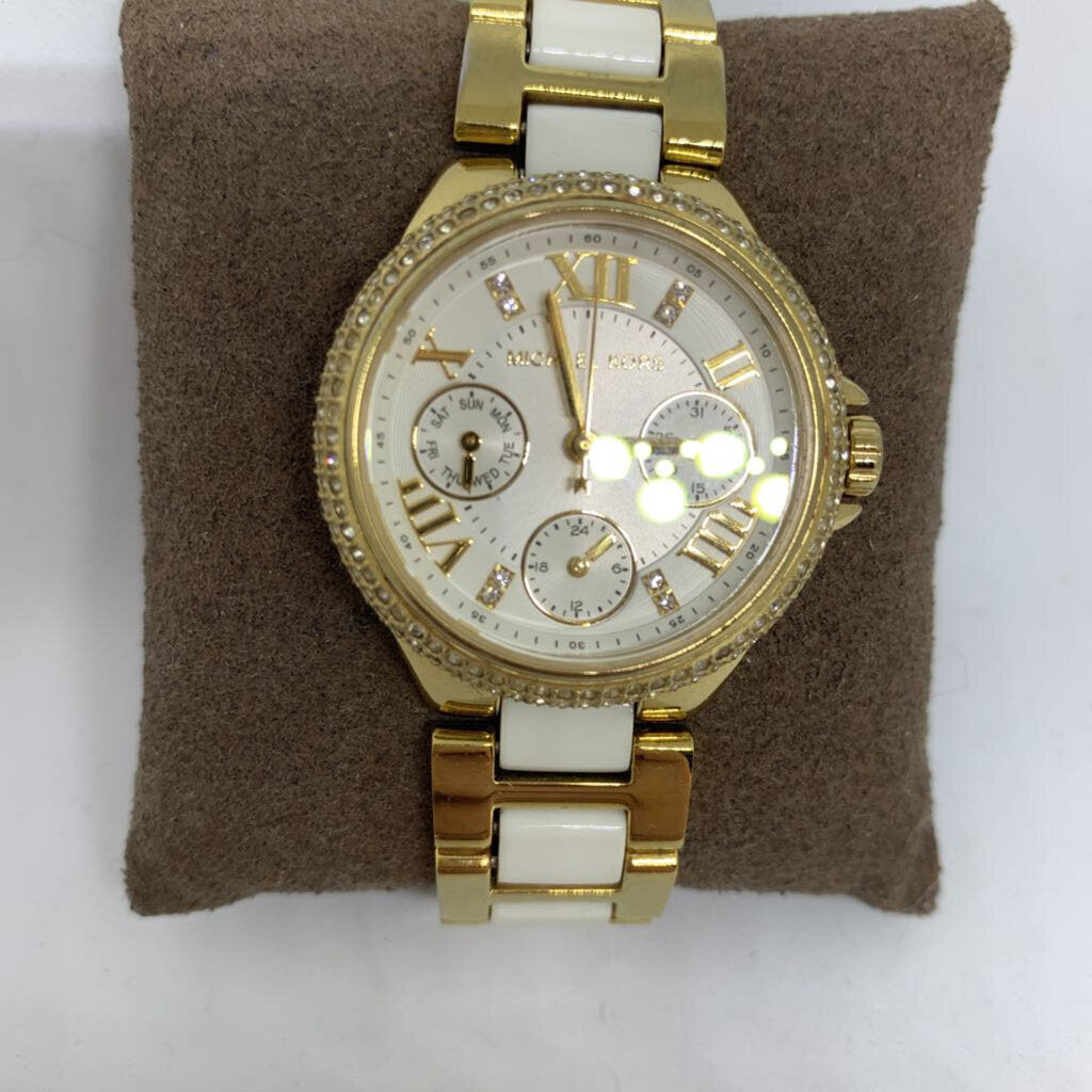 MICHAEL KORS WHITE GOLD AS IS CHRONO WATCH