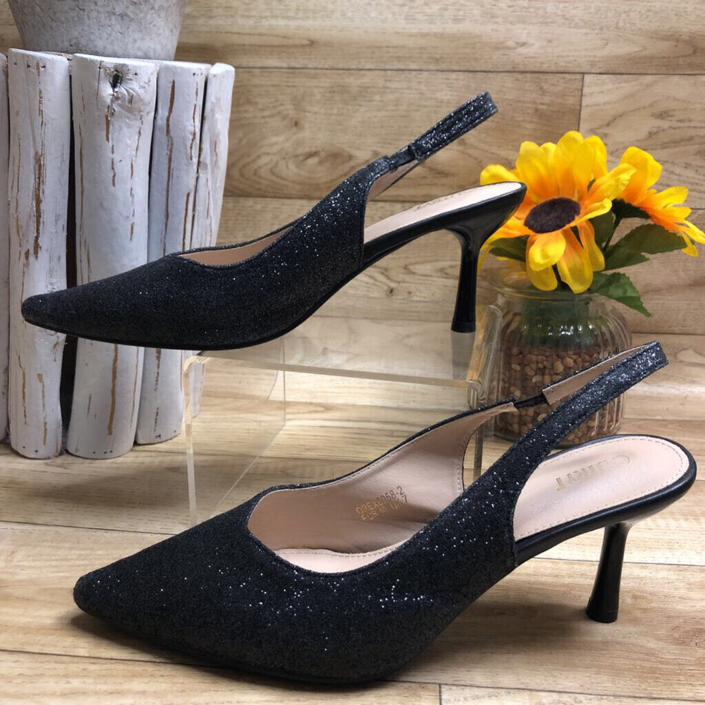 7 SHIMMER POINTED TOE SLNGBACK HEEL