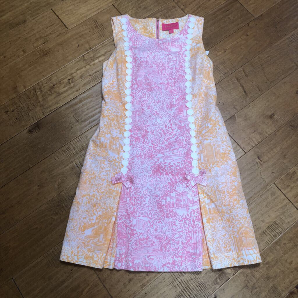 8 WHITE PINK ORANGE PRINTED DRESS