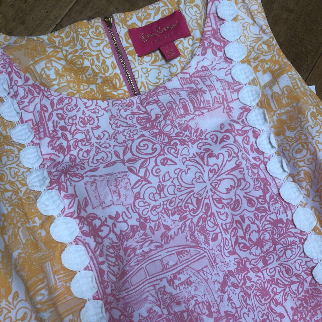 8 WHITE PINK ORANGE PRINTED DRESS